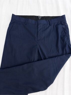 Boohoo Men's Navy Flat Front Dress Pants